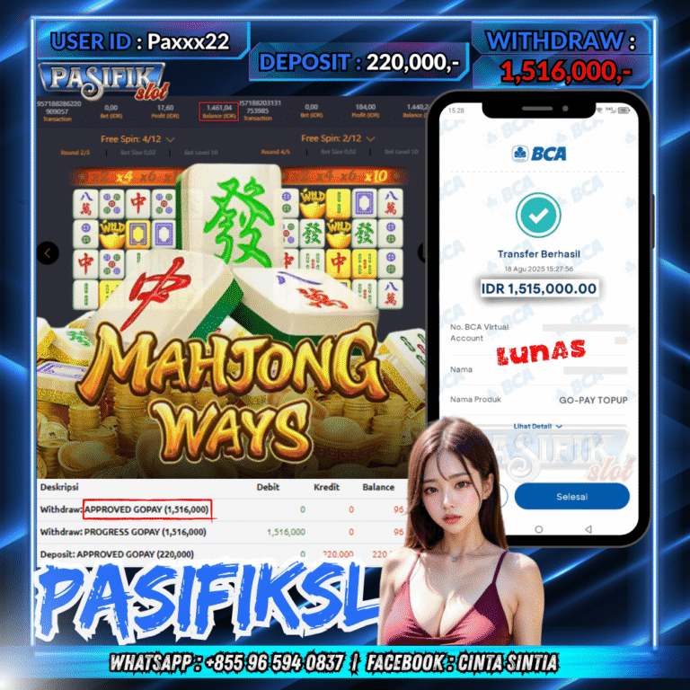 PASIFIKSLOT JACKPOT MAHJONG WAYS Rp.1,516,000,- LUNAS!