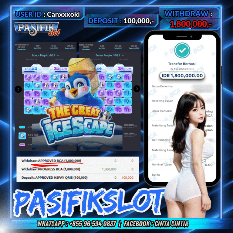 PASIFIKSLOT JACKPOT THE GREAT ICESCAPE Rp.1,800,000,- LUNAS!