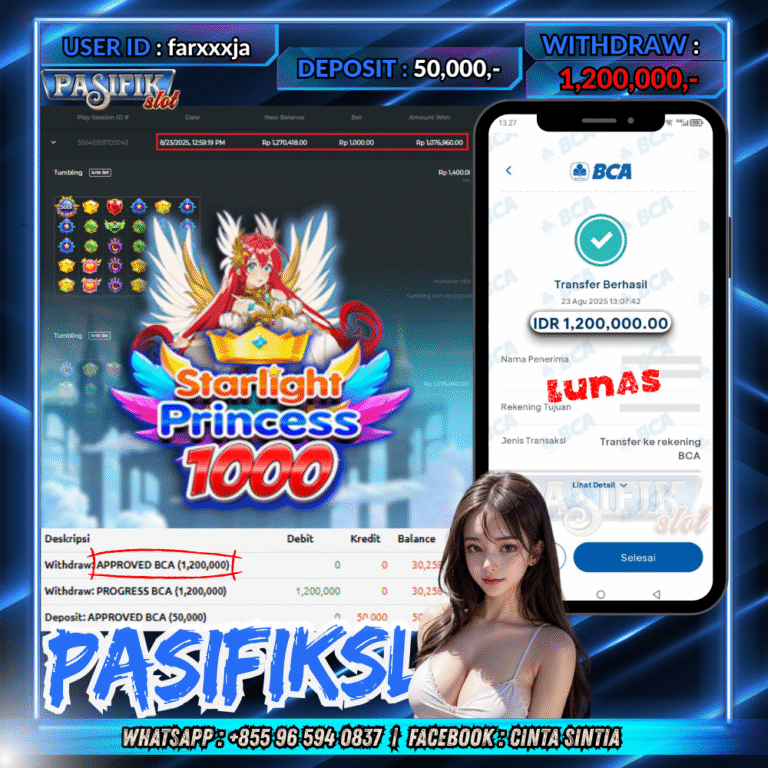 PASIFIKSLOT JACKPOT STARLIGHT PRINCESS 1000 Rp.1,200,000,- LUNAS!
