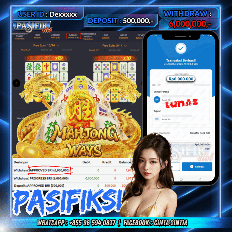 PASIFIKSLOT JACKPOT MAHJONG WAYS Rp.6,000,000,- LUNAS!