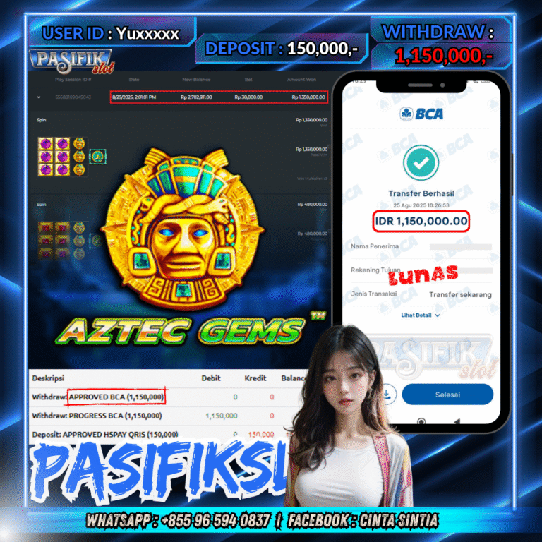 PASIFIKSLOT JACKPOT AZTEC GEMS Rp.1,150,000,- LUNAS!