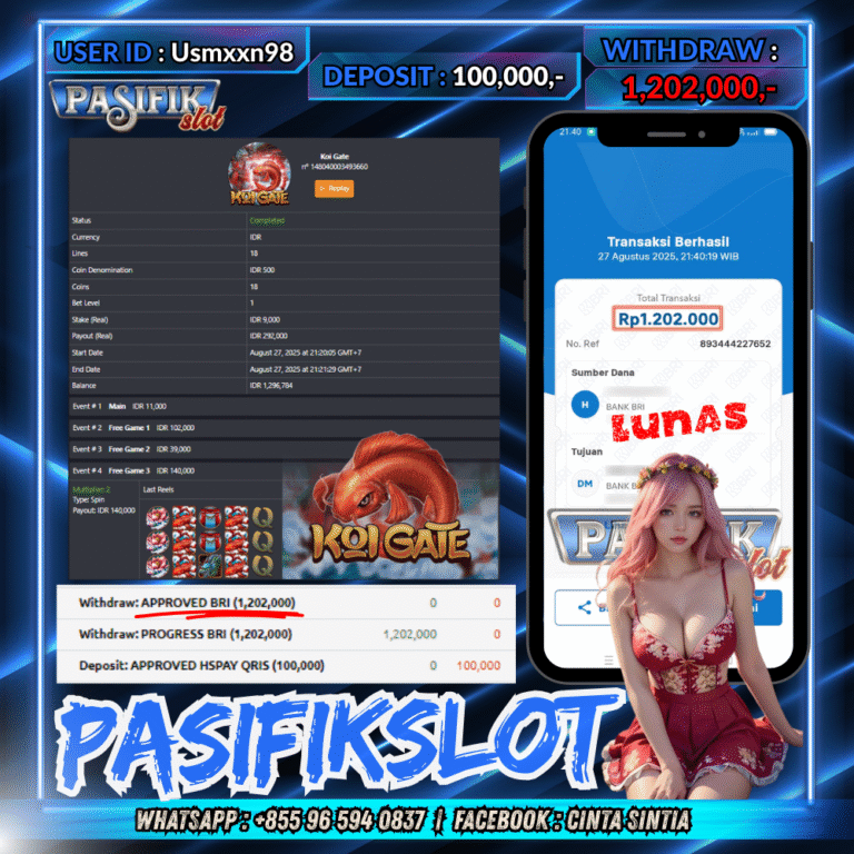 PASIFIKSLOT JACKPOT KOI GATE Rp.1,202,000,- LUNAS!