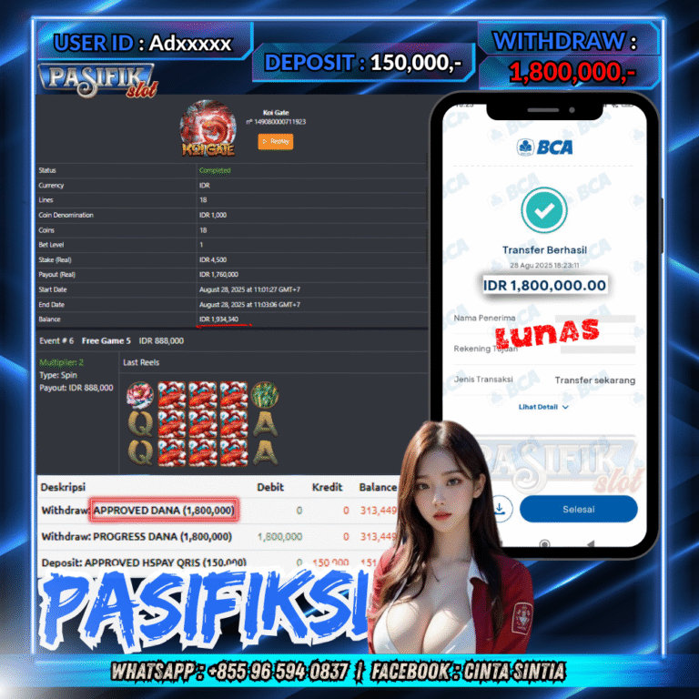 PASIFIKSLOT JACKPOT KOI GATE Rp1,800,000,- LUNAS!