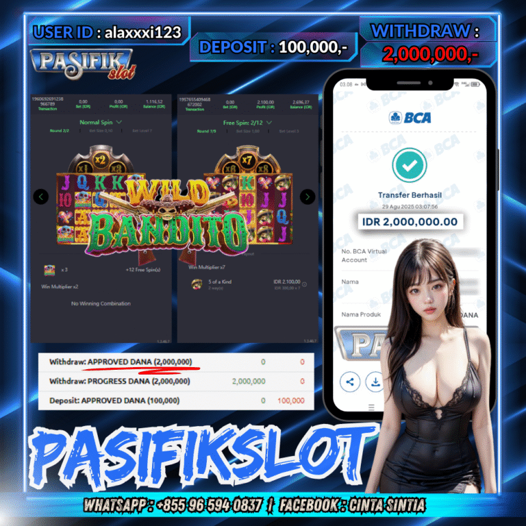 PASIFIKSLOT JACKPOT WILD BANDITO Rp.2,000,000,- LUNAS!
