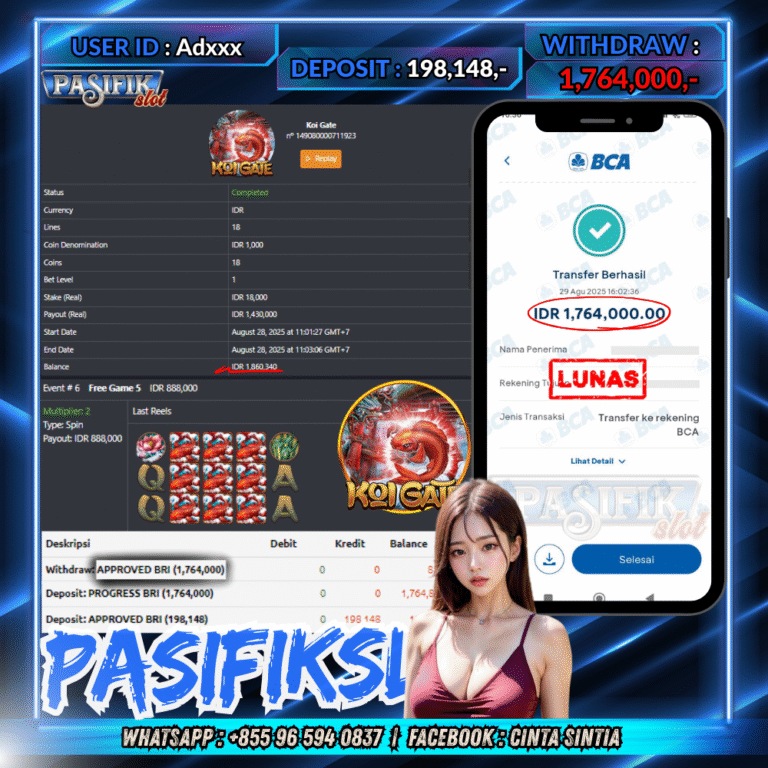 PASIFIKSLOT JACKPOT KOI GATE Rp.1,764,000,- LUNAS!