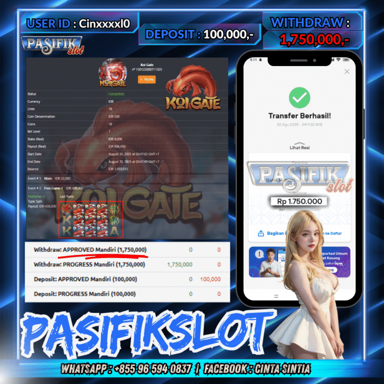 PASIFIKSLOT JACKPOT KOI GATE Rp.1,750,000,- LUNAS!