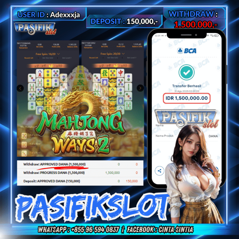 PASIFIKSLOT JACKPOT MAHJONG WAYS 2 Rp.1,500,000,- LUNAS!