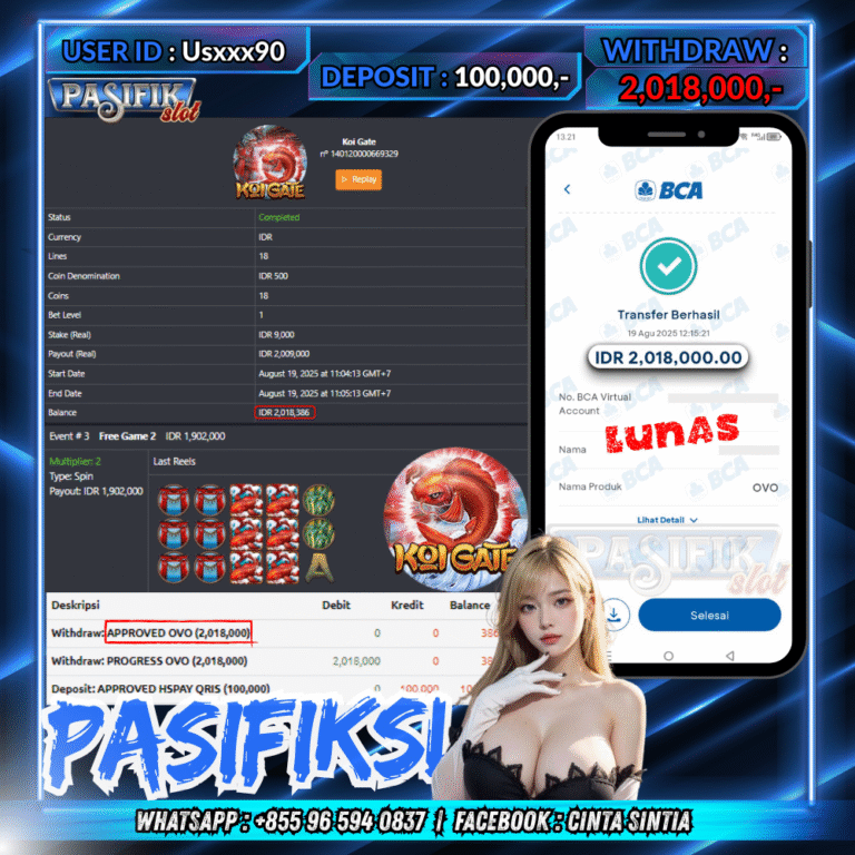 PASIFIKSLOT JACKPOT KOI GATE Rp.2,018,000,- LUNAS!
