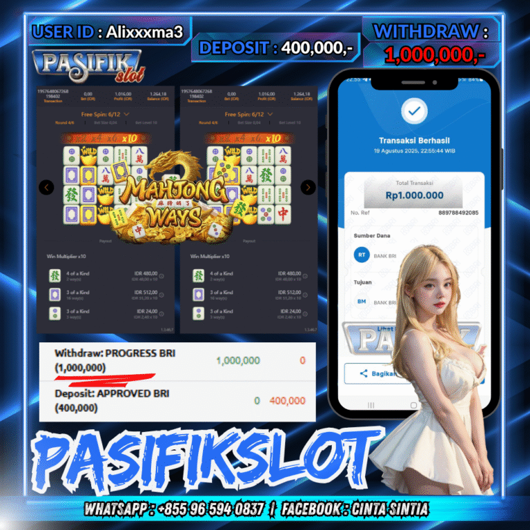 PASIFIKSLOT JACKPOT MAHJONG WAYS Rp.1,000,000,- LUNAS!