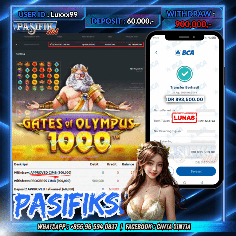 PASIFIKSLOT JACKPOT GATES OF OLYMPUS 1000 Rp.900,000,- LUNAS!