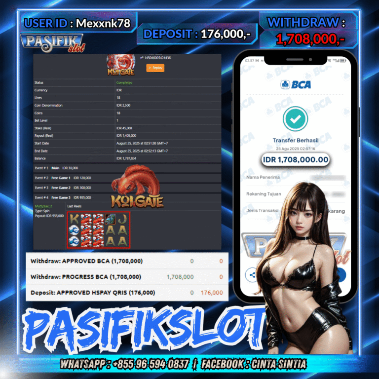 PASIFIKSLOT JACKPOT KOI GATE Rp.1,708,000,- LUNAS!
