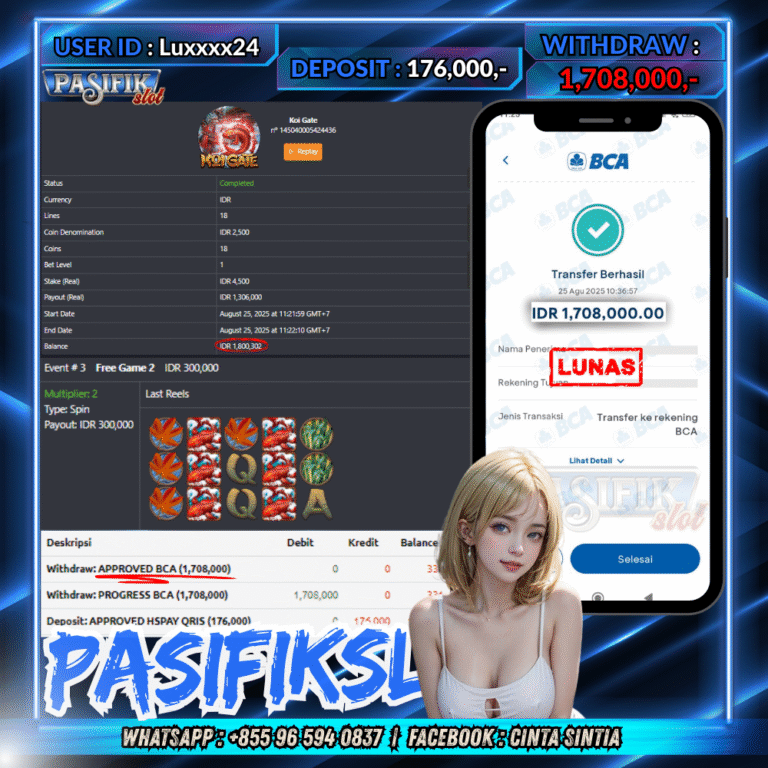 PASIFIKSLOT JACKPOT KOI GATE Rp.1,708,000,- LUNAS!