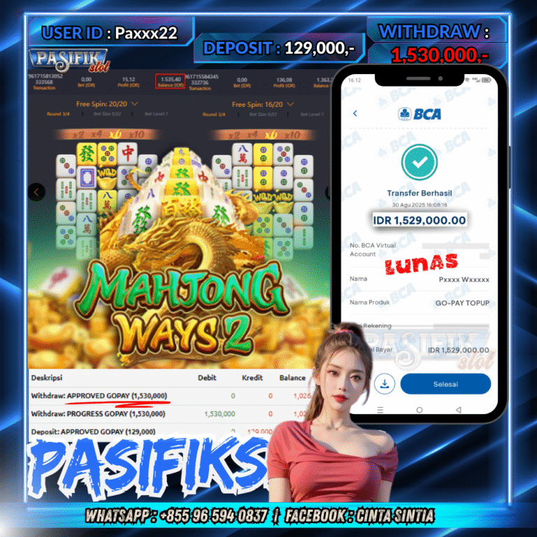 PASIFIKSLOT JACKPOT MAHJONG WAYS 2 Rp.1,530,000,- LUNAS!