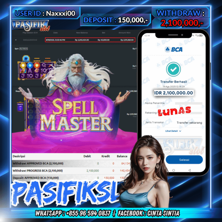 PASIFIKSLOT JACKPOT SPELLMASTER Rp.2,100,000,- LUNAS!