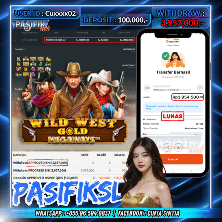 PASIFIKSLOT JACKPOT WILD WEST GOLD Rp.3,957,000,- LUNAS!