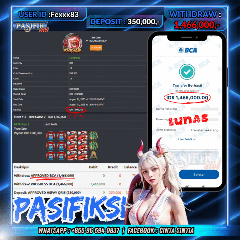 PASIFIKSLOT JACKPOT KOI GATE Rp.1,466,000,- LUNAS!