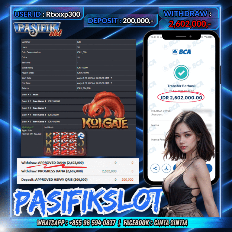 PASIFIKSLOT JACKPOT KOI GATE Rp.2,602,000,- LUNAS!
