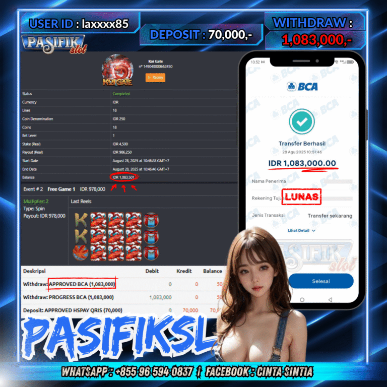 PASIFIKSLOT JACKPOT KOI GATE Rp1,083,000,- LUNAS!