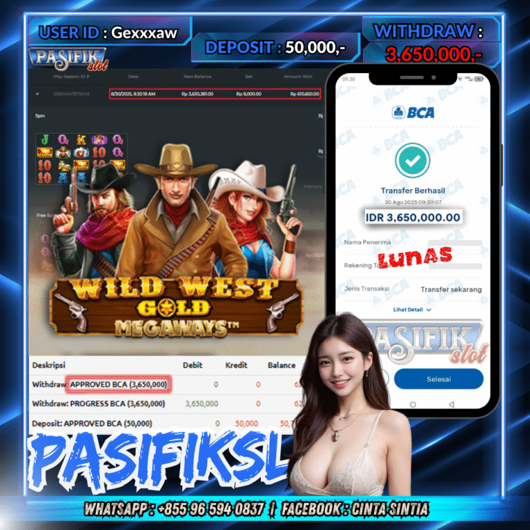 PASIFIKSLOT JACKPOT WILD WEST GOLD Rp.3,650,000,- LUNAS!