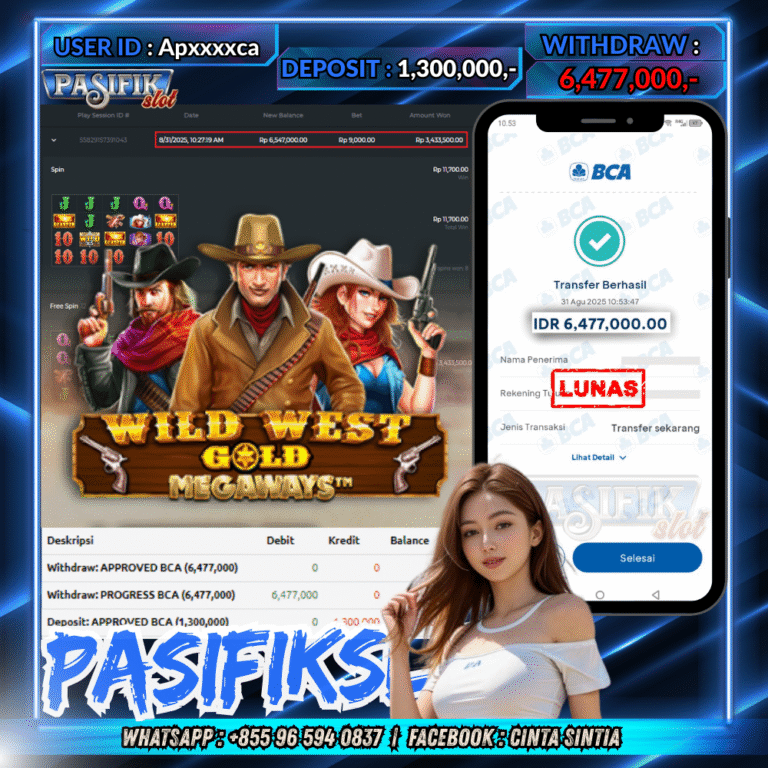 PASIFIKSLOT JACKPOT WILD WEST GOLD Rp.6,477,000,- LUNAS!
