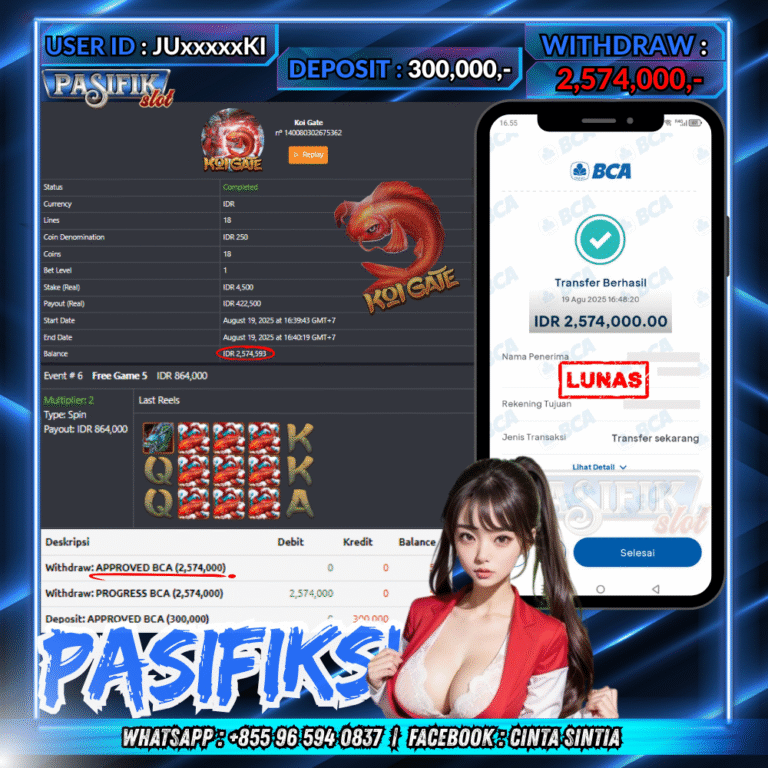 PASIFIKSLOT JACKPOT KOI GATE Rp.2,574,000,- LUNAS!