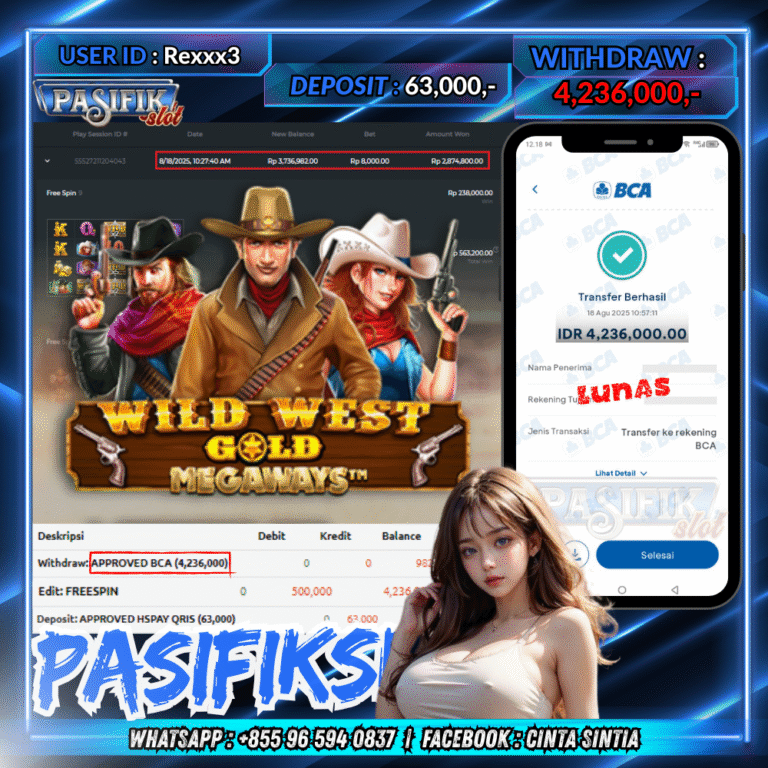 PASIFIKSLOT JACKPOT WILD WEST GOLD Rp.4,236,000,- LUNAS!