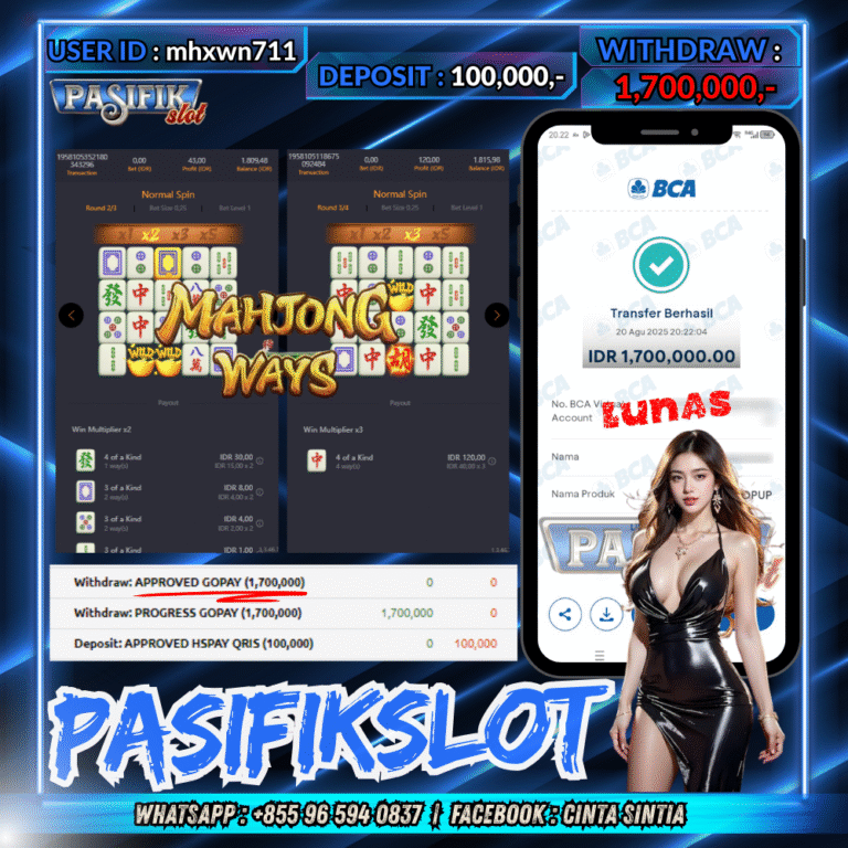 PASIFIKSLOT JACKPOT MAHJONG WAYS Rp.1,700,000,- LUNAS!