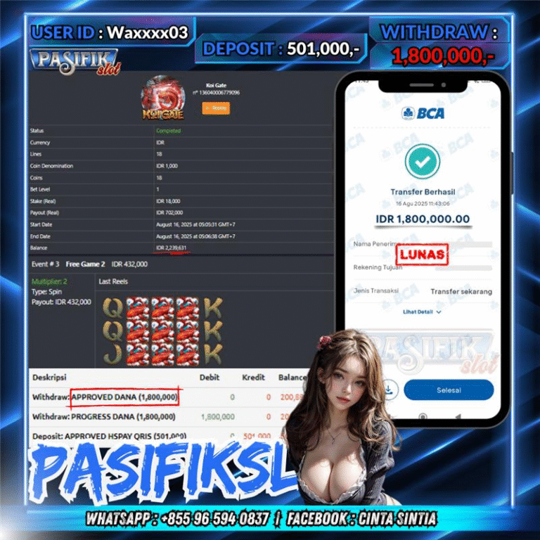 PASIFIKSLOT JACKPOT KOI GATE Rp.1,800,000,- LUNAS!