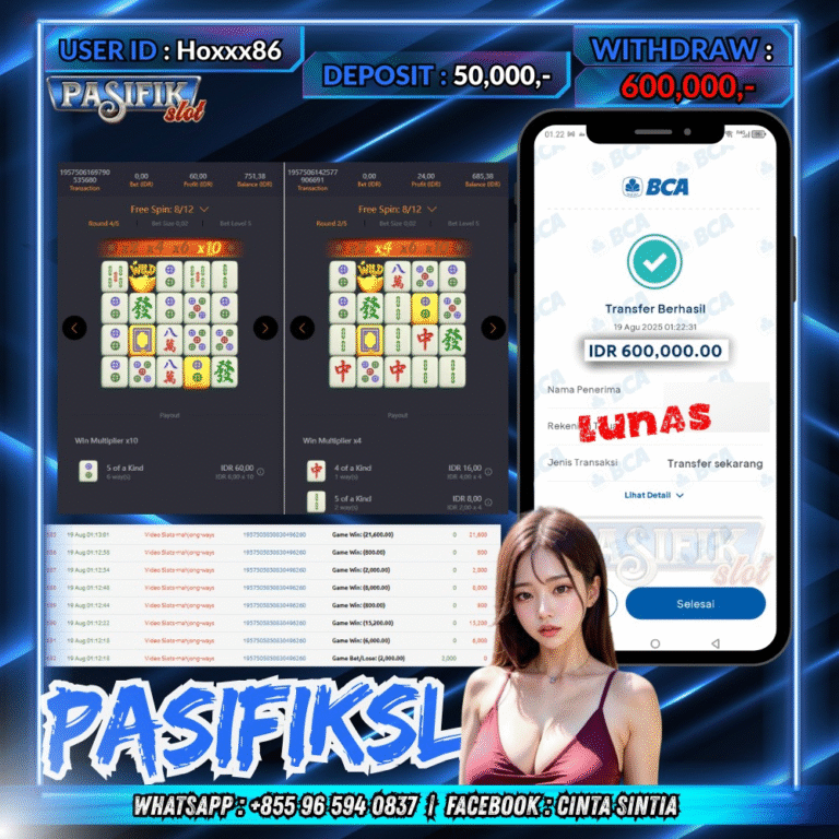 PASIFIKSLOT JACKPOT MAHJONG WAYS Rp.600,000,- LUNAS!