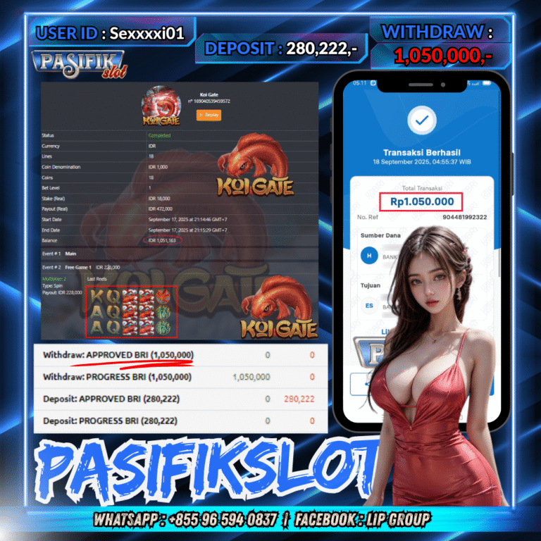 PASIFIKSLOT JACKPOT KOI GATE Rp.1,050,000,- LUNAS!