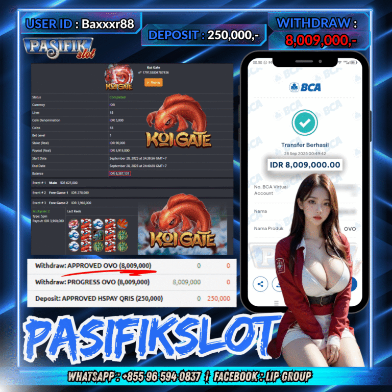PASIFIKSLOT JACKPOT KOI GATE Rp.8,009,000,- LUNAS!