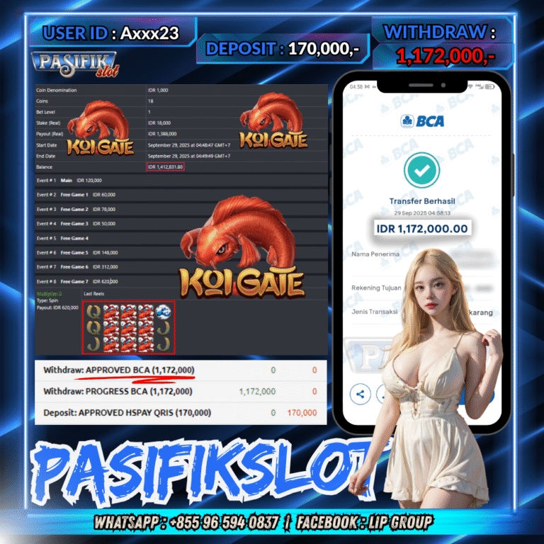 PASIFIKSLOT JACKPOT KOI GATE Rp.1,172,000,- LUNAS!
