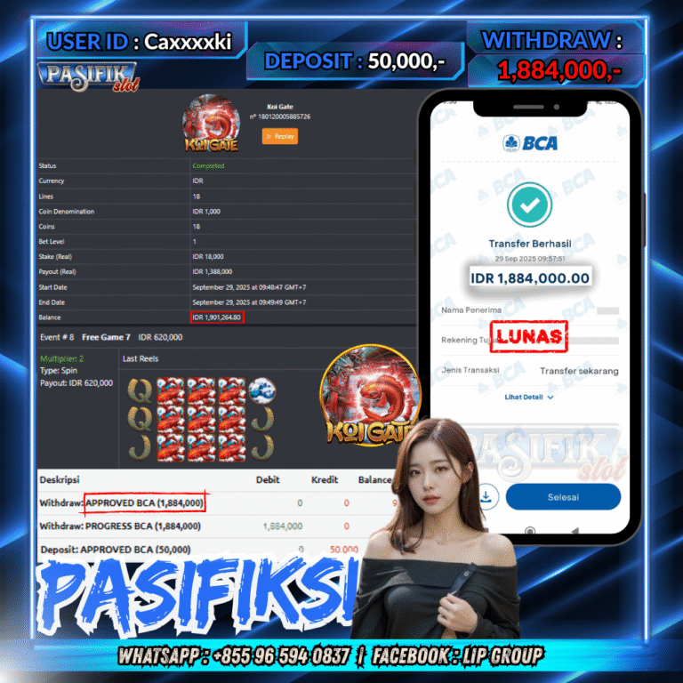PASIFIKSLOT JACKPOT KOI GATE Rp.1,884,000,- LUNAS!