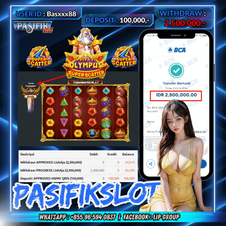 PASIFIKSLOT JACKPOT Gates of Olympus Super Scatter Rp.2.500,000,- LUNAS!