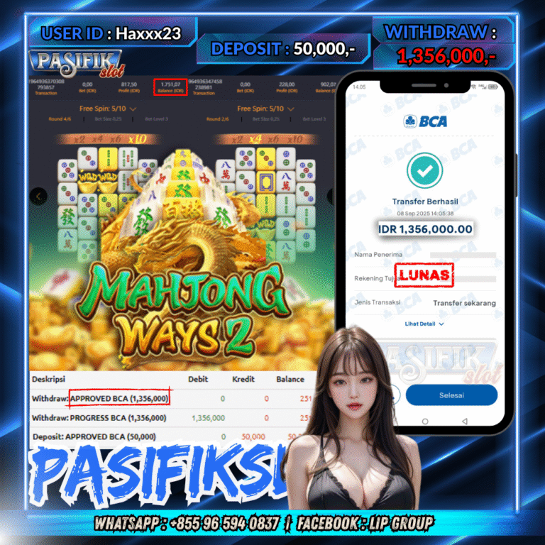 PASIFIKSLOT JACKPOT MAHJONG WAYS Rp.1,356,000,- LUNAS!