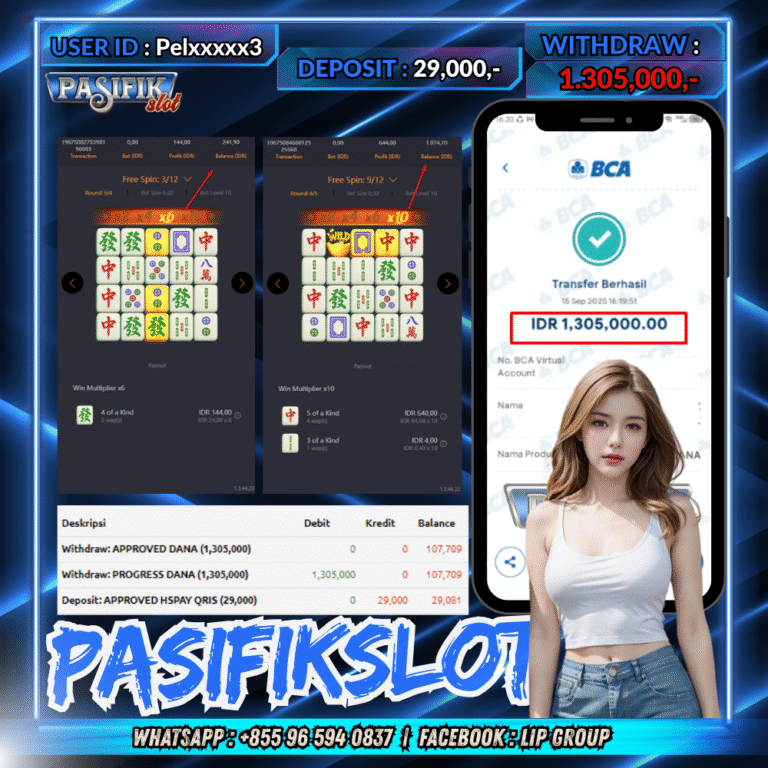 PASIFIKSLOT JACKPOT MAHJONG WAYS 1 Rp.1,305,000,- LUNAS!