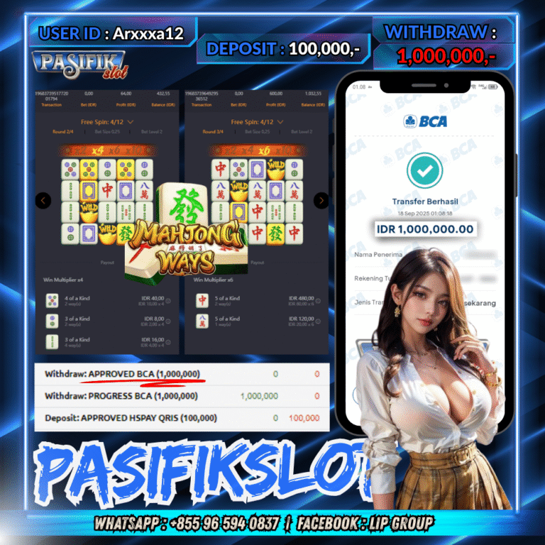 PASIFIKSLOT JACKPOT MAHJONG WAYS Rp.1,000,000,- LUNAS!