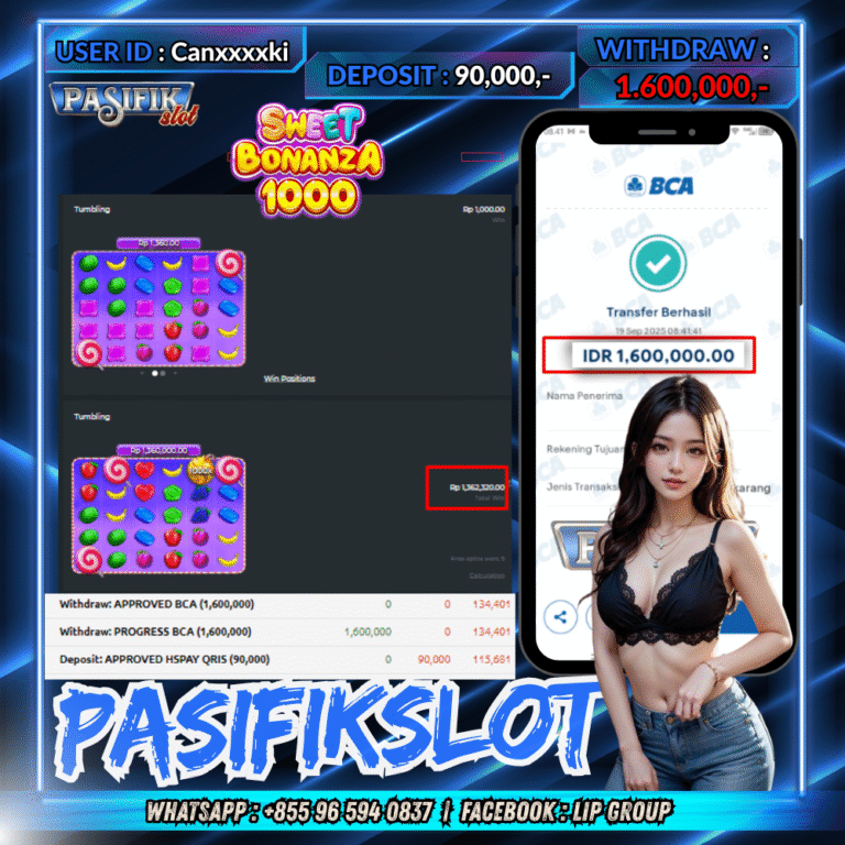 PASIFIKSLOT JACKPOT BONANZA 1000 Rp.1.600,000,- LUNAS!