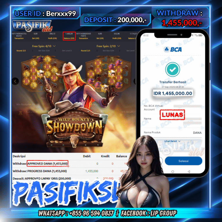 PASIFIKSLOT JACKPOT WILD BOUNTY SHOWDOWN Rp.1,455,000,- LUNAS!