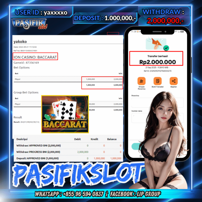 PASIFIKSLOT JACKPOT ION CASINO BACCARAT Rp.2,000,000,- LUNAS!