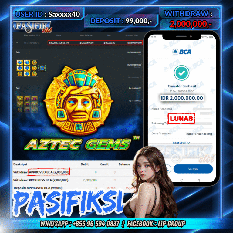 PASIFIKSLOT JACKPOT AZTEC GEMS Rp.2,000,000,- LUNAS!
