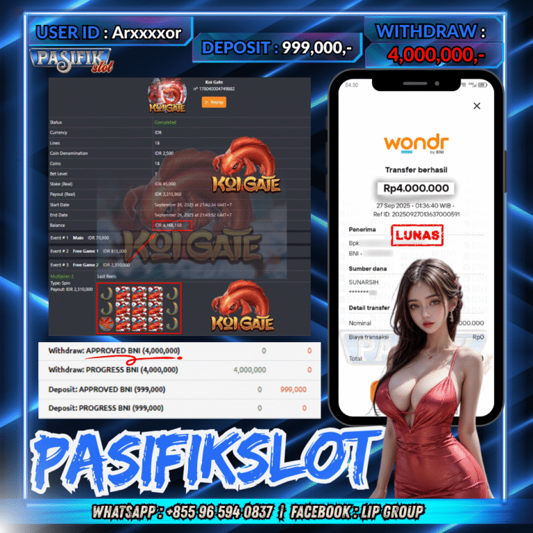 PASIFIKSLOT JACKPOT KOI GATE Rp.4,000,000,- LUNAS!