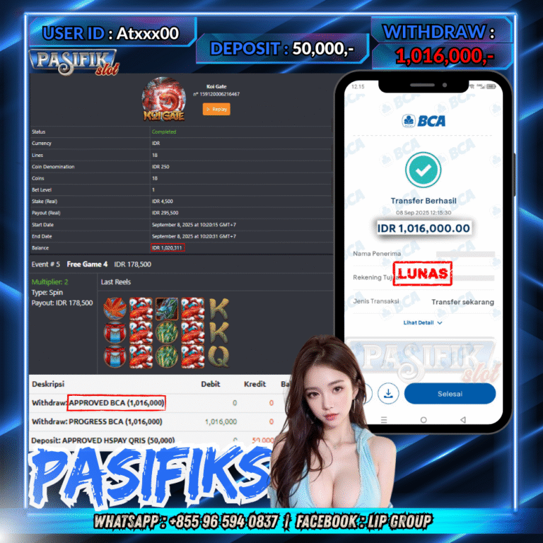 PASIFIKSLOT JACKPOT KOI GATE Rp.1,016,000,- LUNAS!