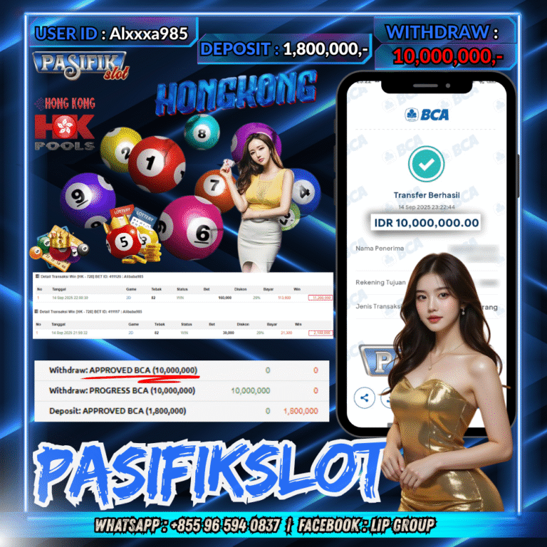 PASIFIKSLOT JACKPOT TOGEL – HONGKONG Rp.10,000,000,- LUNAS!