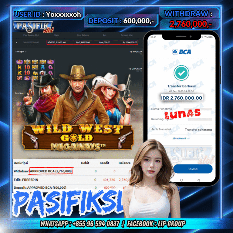 PASIFIKSLOT JACKPOT WILD WEST GOLD Rp.2,760,000,- LUNAS!