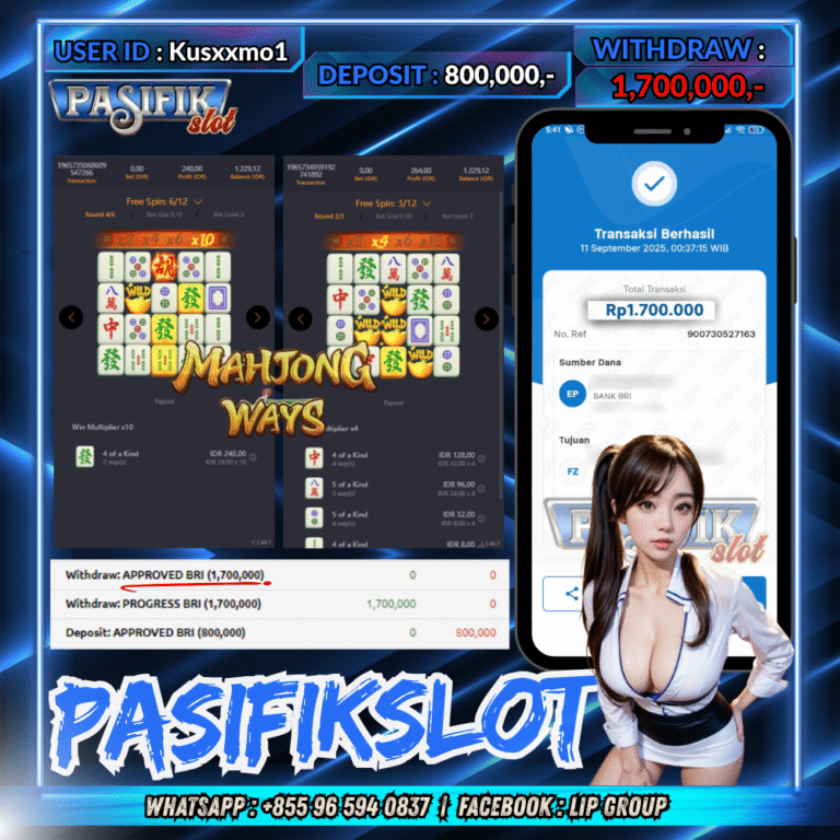 PASIFIKSLOT JACKPOT MAHJONG WAYS Rp.1,700,000,- LUNAS!
