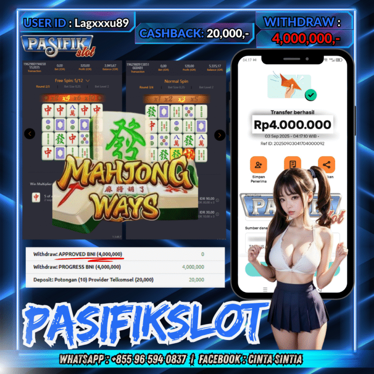 PASIFIKSLOT JACKPOT MAHJONG WAYS  Rp.4,000,000,- LUNAS!