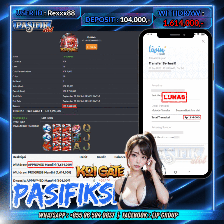 PASIFIKSLOT JACKPOT KOI GATE Rp.1,614,000,- LUNAS!