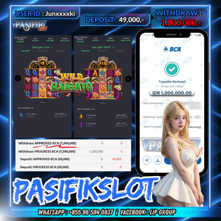 PASIFIKSLOT JACKPOT WILD BANDITO Rp.1,000,000,- LUNAS!
