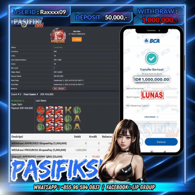 PASIFIKSLOT JACKPOT KOI GATE Rp.1,000,000,- LUNAS!